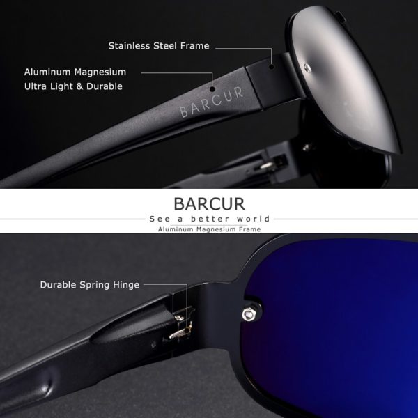 BARCUR Aluminum Magnesium Sunglasses For Men - Image 3