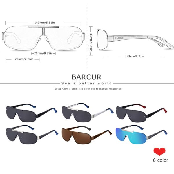 BARCUR Aluminum Magnesium Sunglasses For Men - Image 5