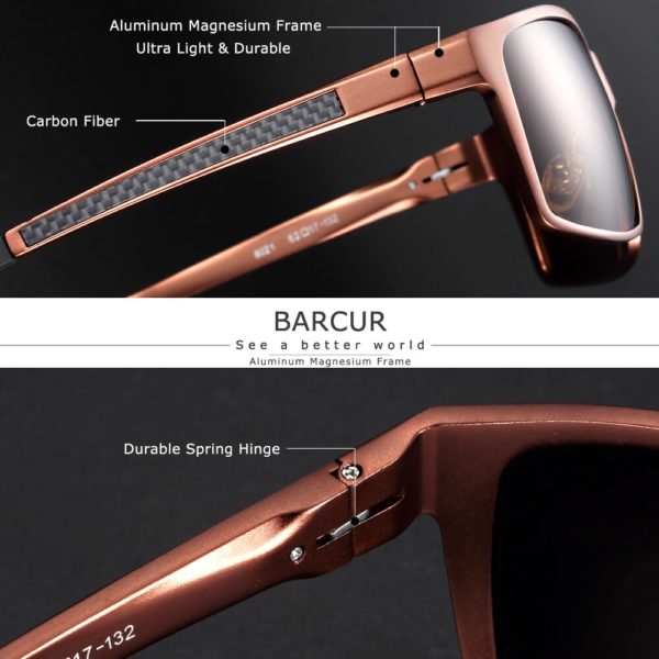 BARCUR Square Polarized Sunglasses Men - Image 2