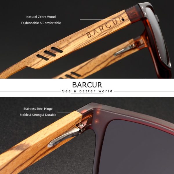 BARCUR Wood Sunglasses For Men - Image 3