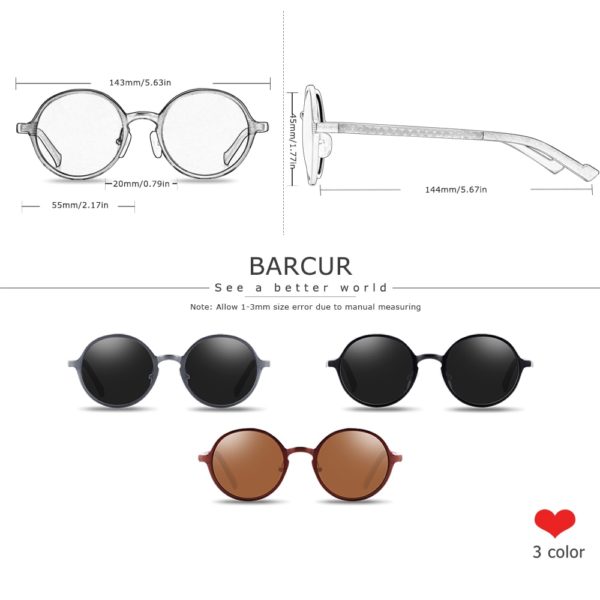 BARCUR Vintage Round Sunglasses For Men And Women - Image 5