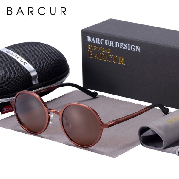 BARCUR Vintage Round Sunglasses For Men And Women - Image 6