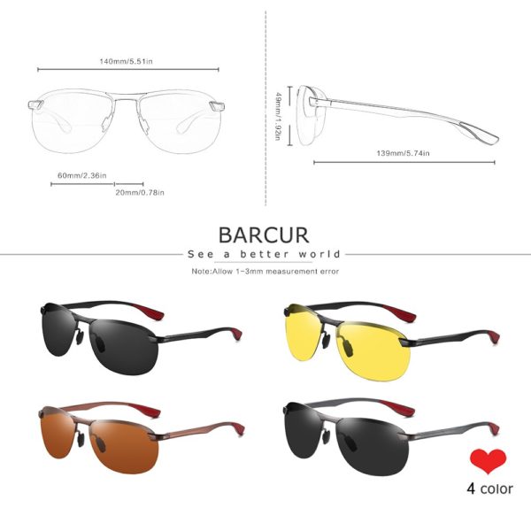 BARCUR Polarized  Aluminum Sunglasses For Men - Image 3