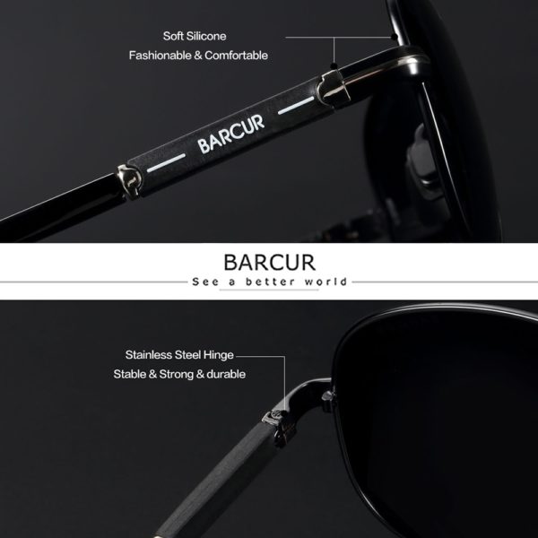 BARCUR Pilot Polarized Sunglasses for Men - Image 2