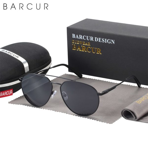 BARCUR Round Polarized Sunglasses  Pilot Style For Men - Image 6