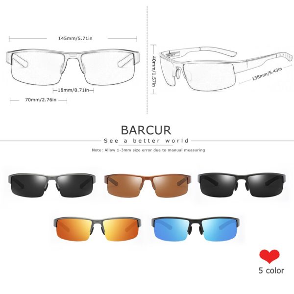 BARCUR Polarized Aluminium Magnesium Sunglasses For Men - Image 3