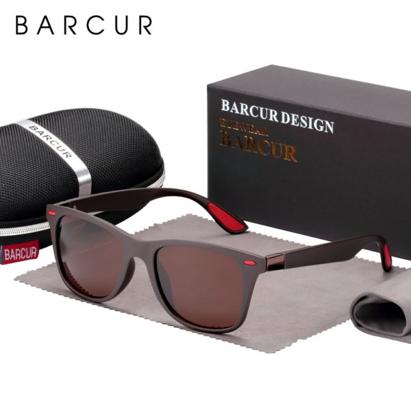 BARCUR Trending TR90 Square Polarized Sunglasses For Men - Image 4