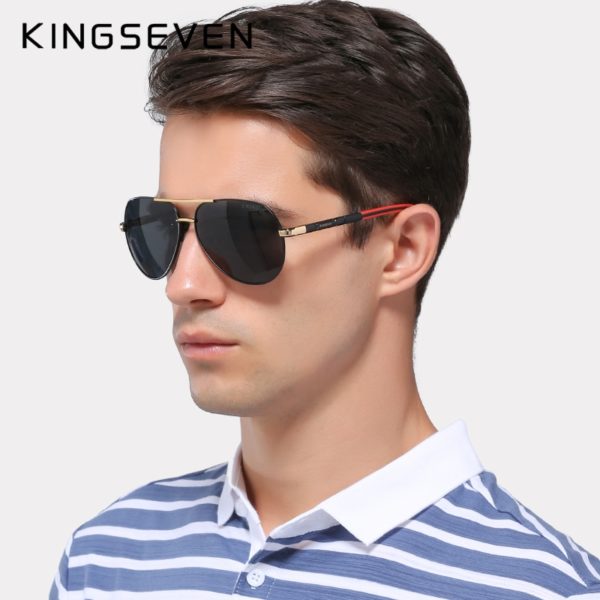 KINGSEVEN Vintage Aluminum Polarized Sunglasses For Men - Image 3